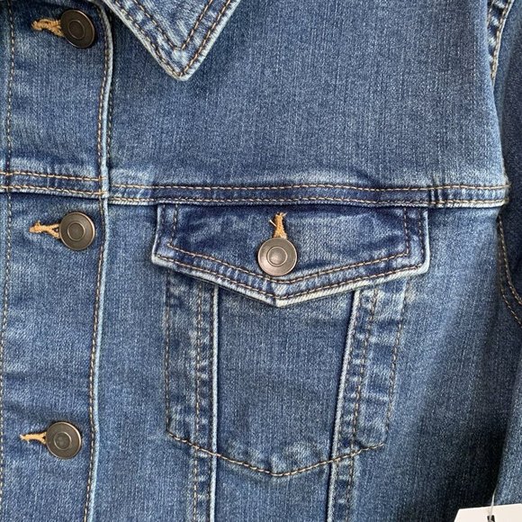 Time And Tru Denim Jean Jacket NEW Womens Large Stretch Buttons Pockets Boho - Picture 5 of 14